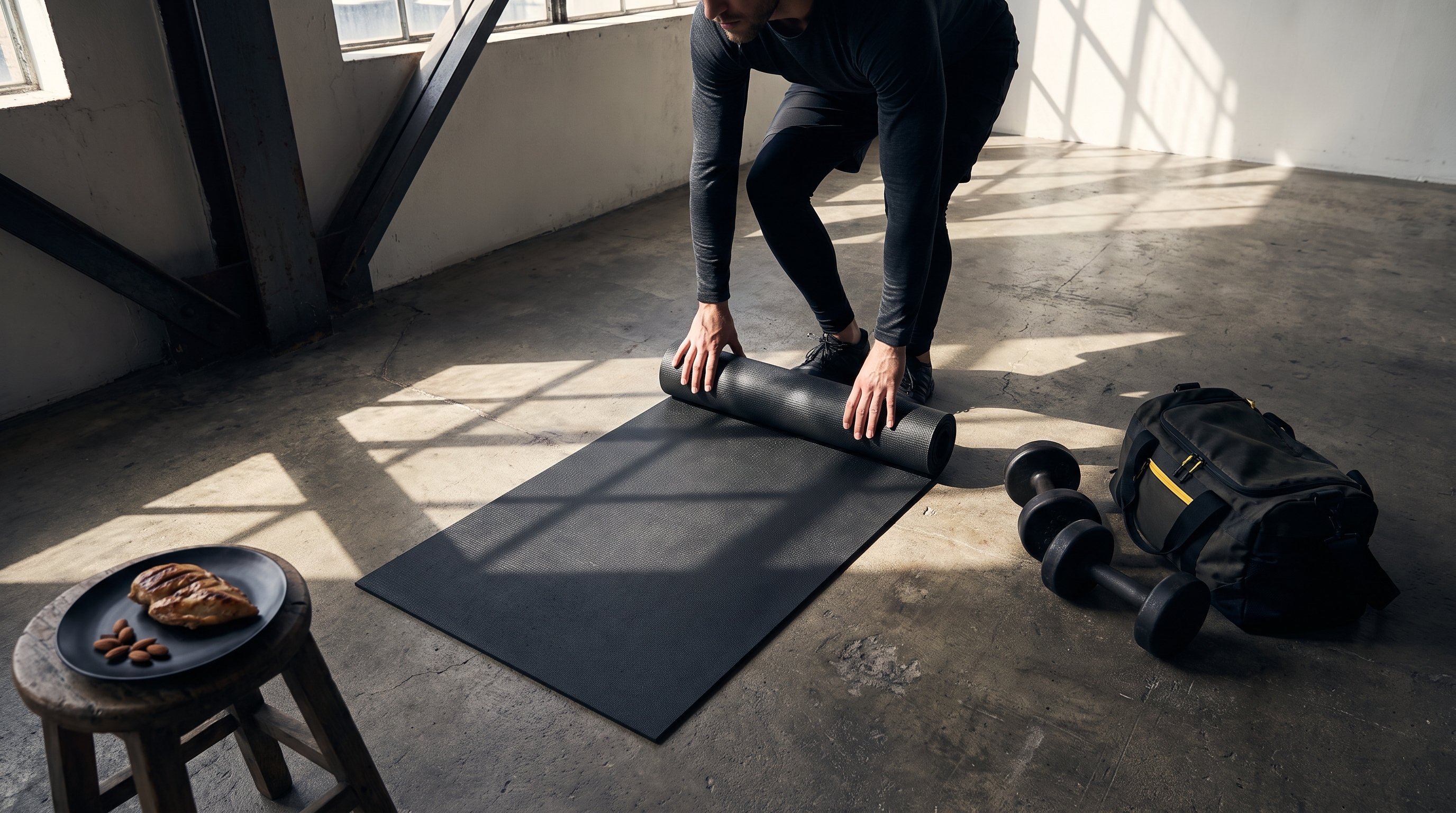 man exercising in living room