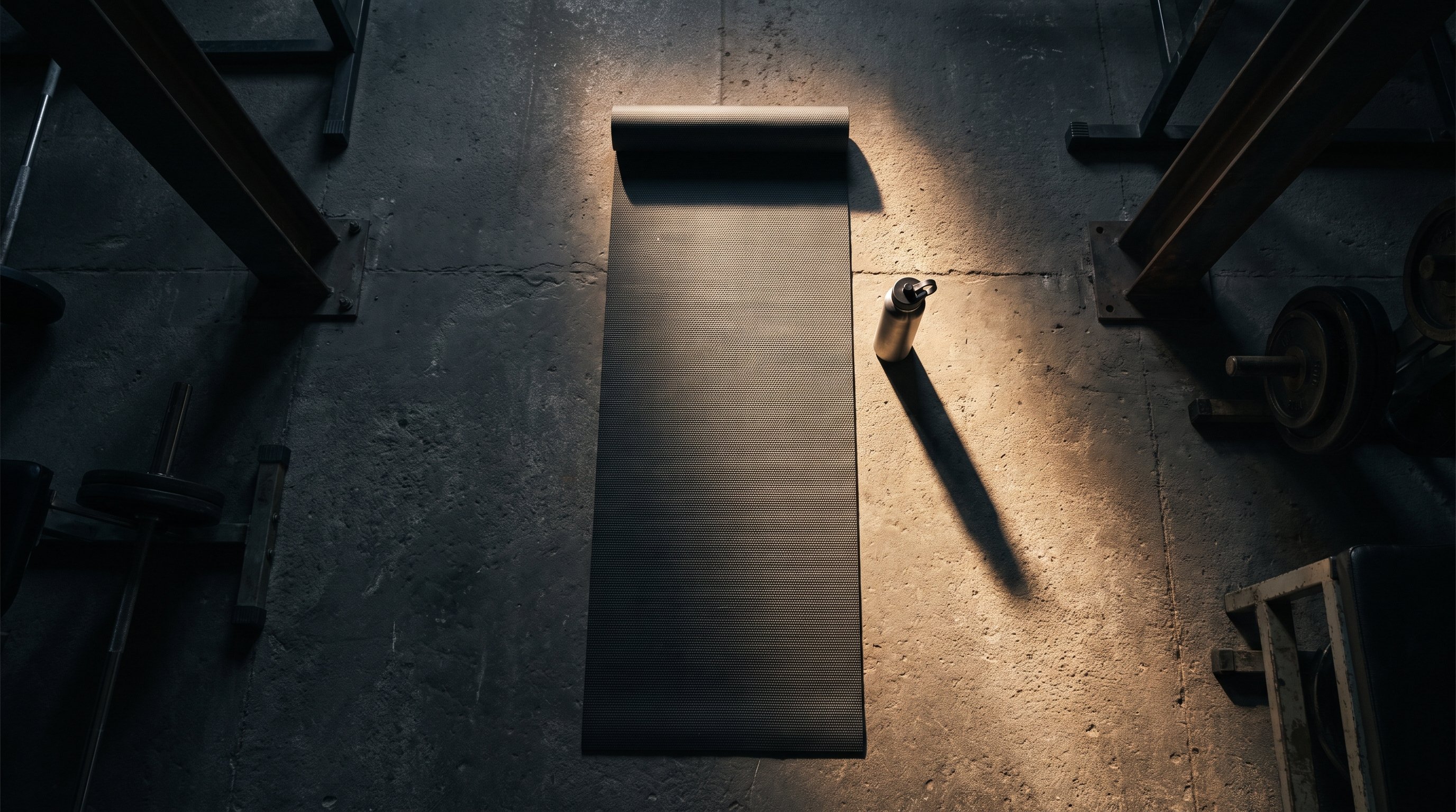 man stretching before workout at home