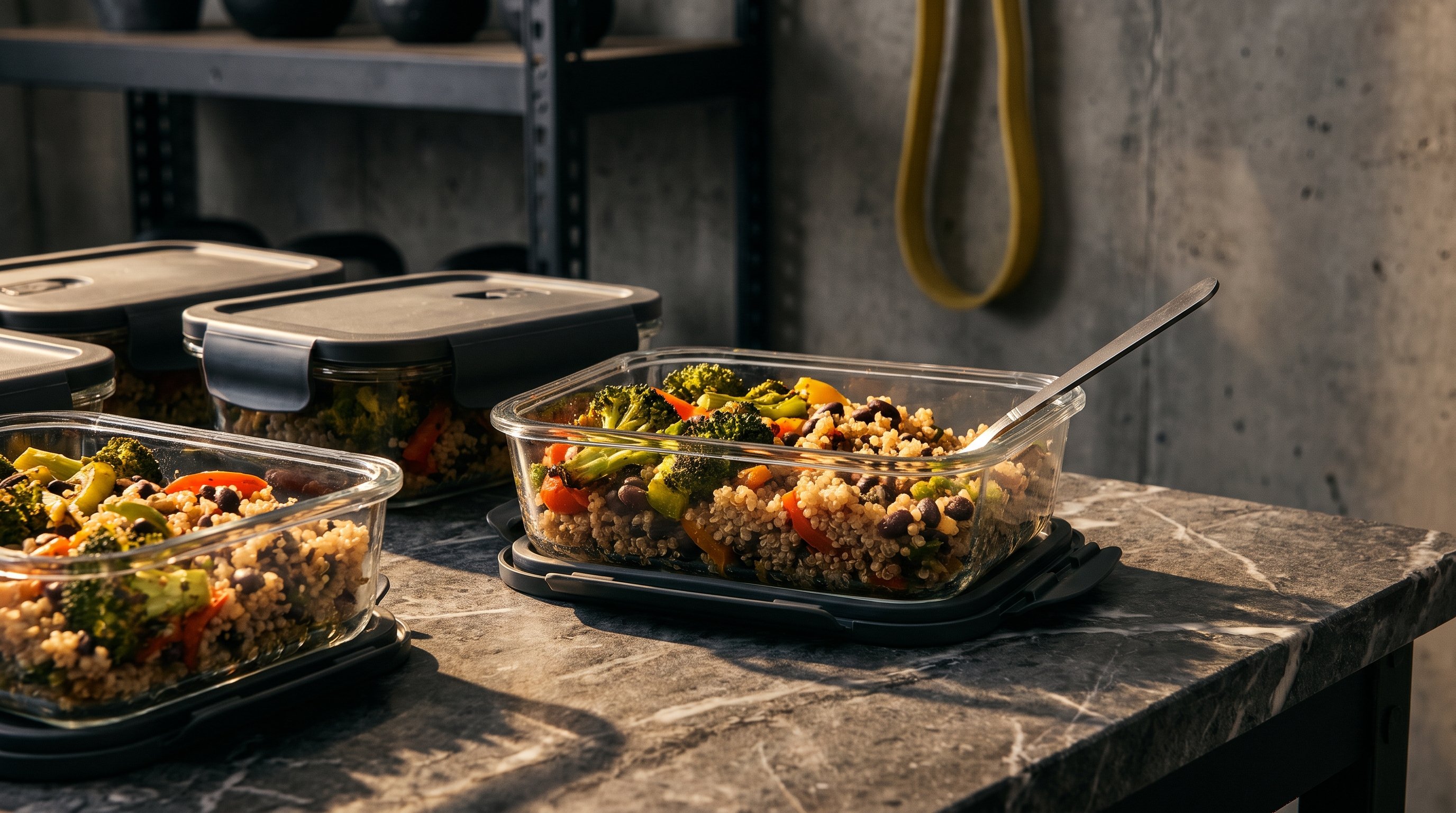 meal prep containers on counter