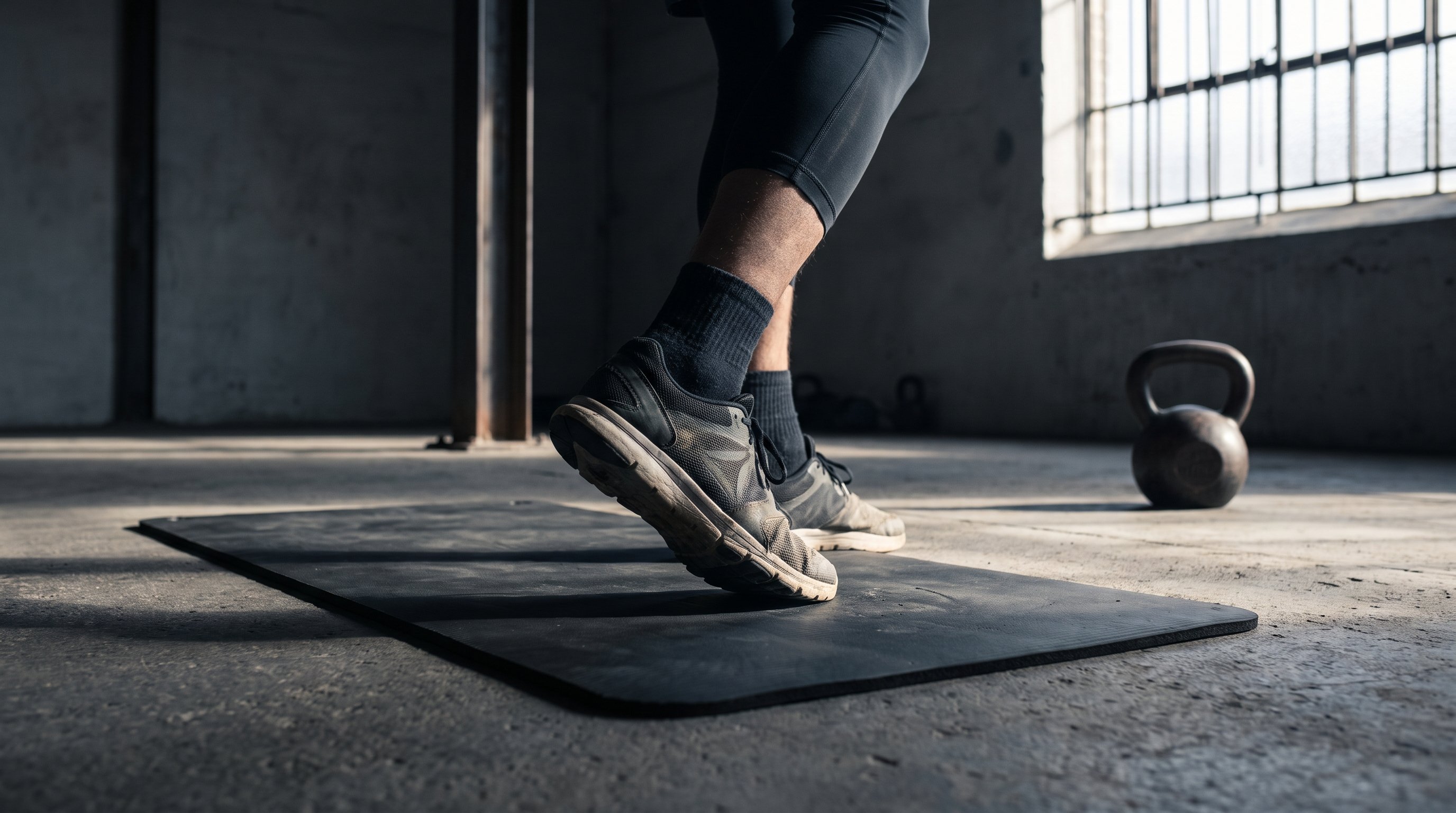 man stretching before home workout