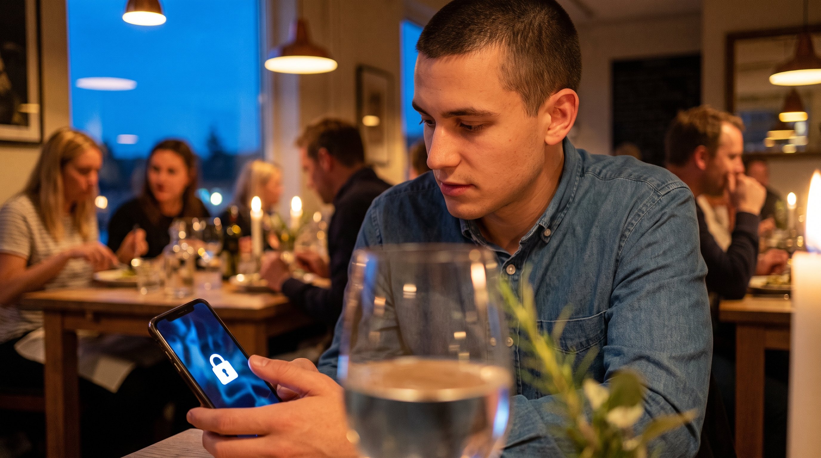 Phone showing a lock icon on a privacy settings screen