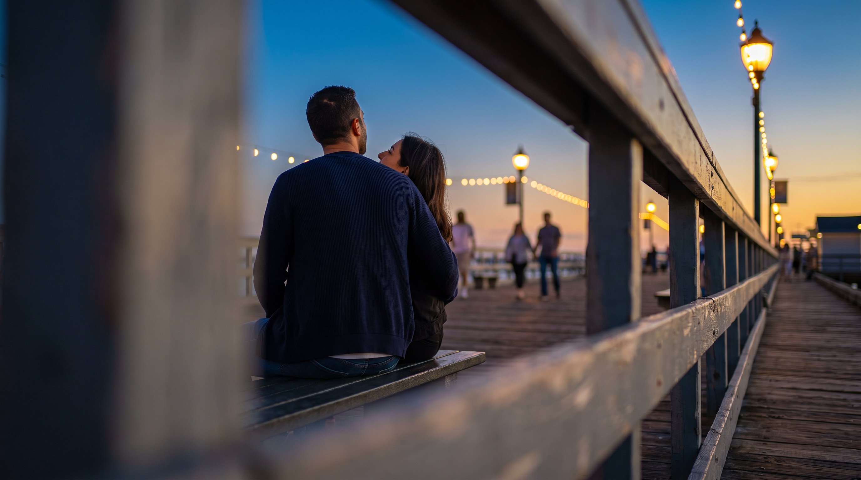 two people sitting close looking at the night sky