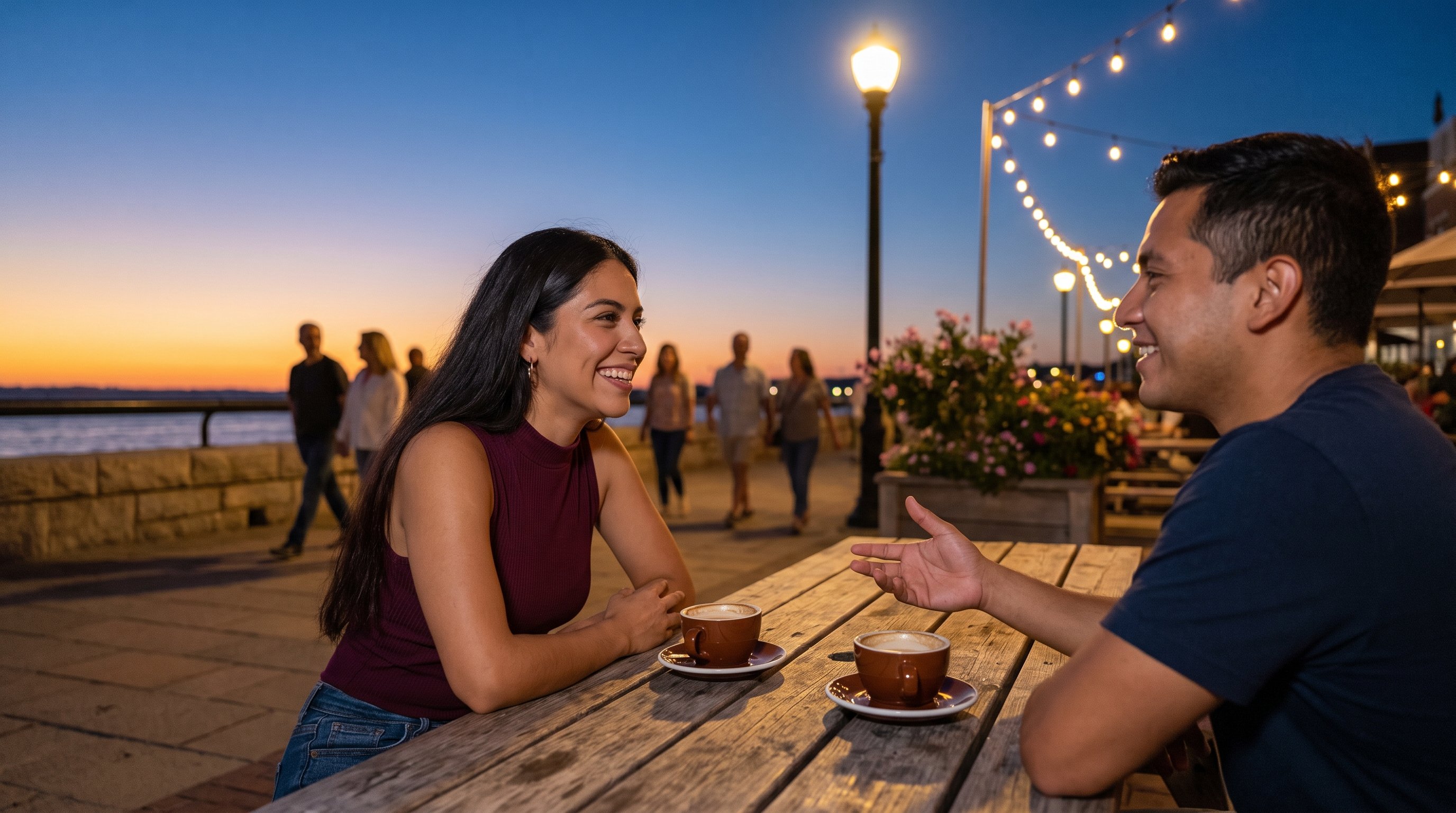 two people comparing notes over coffee at a kitchen table