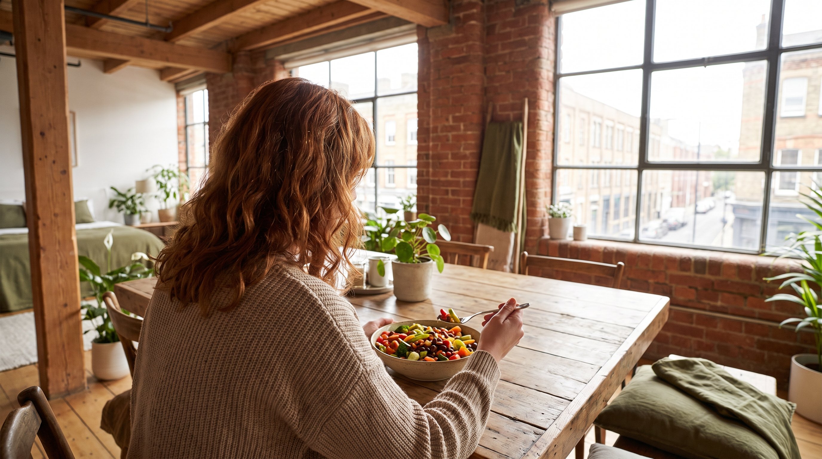 person pouring olive oil over a vegetable salad at home