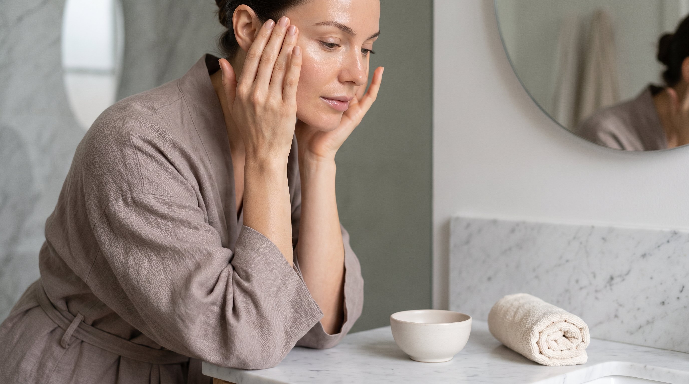 hands massaging face gently hands massaging face gently