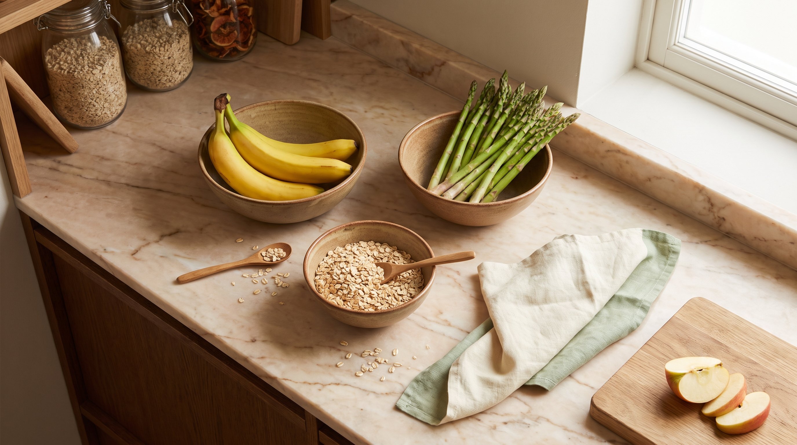 fresh vegetables and oats