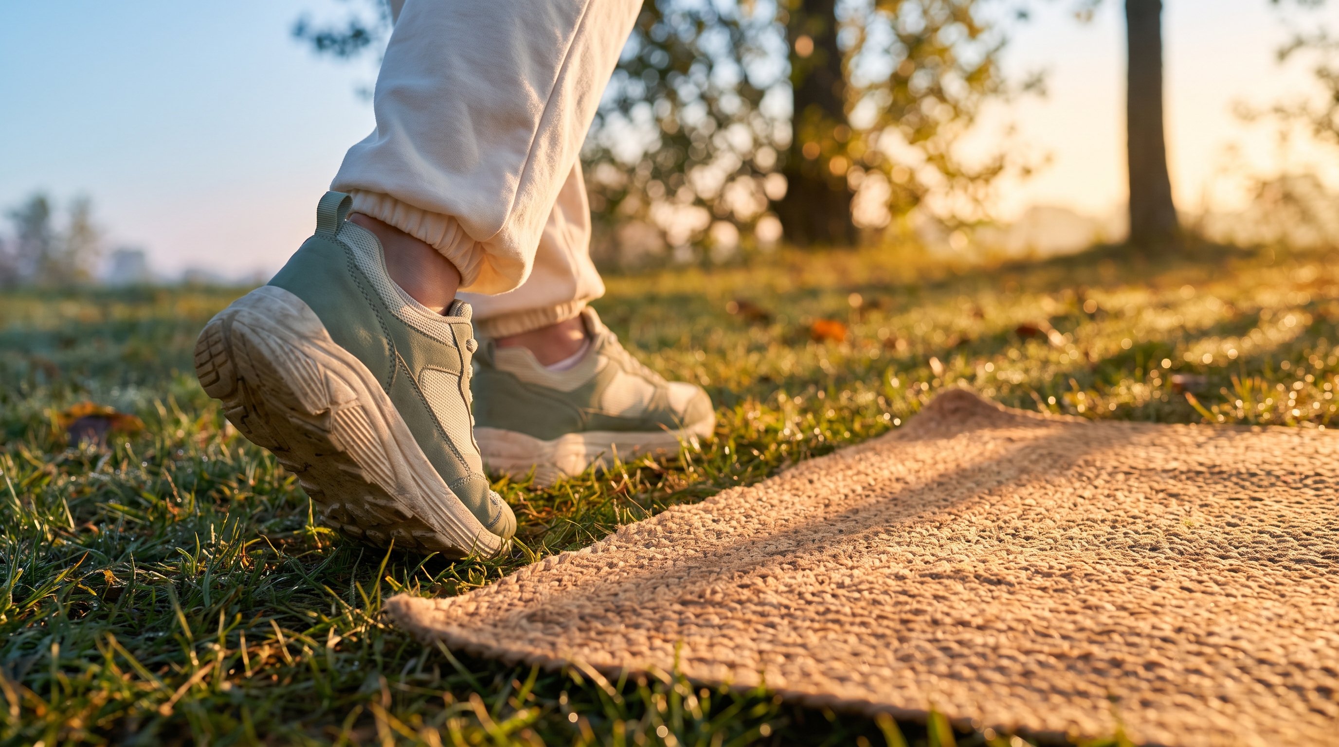 woman walking quiet park path