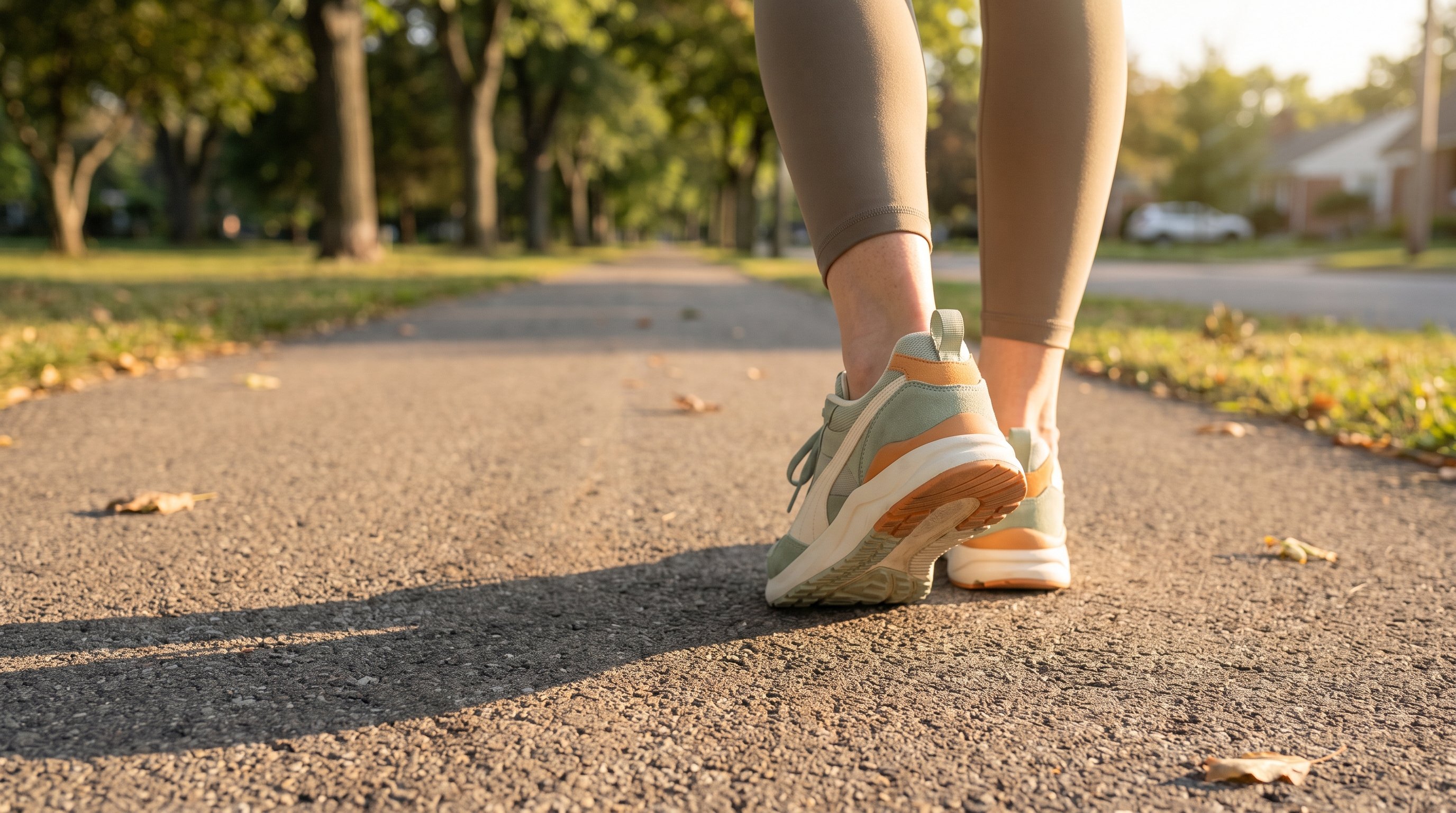 walking shoes on pavement