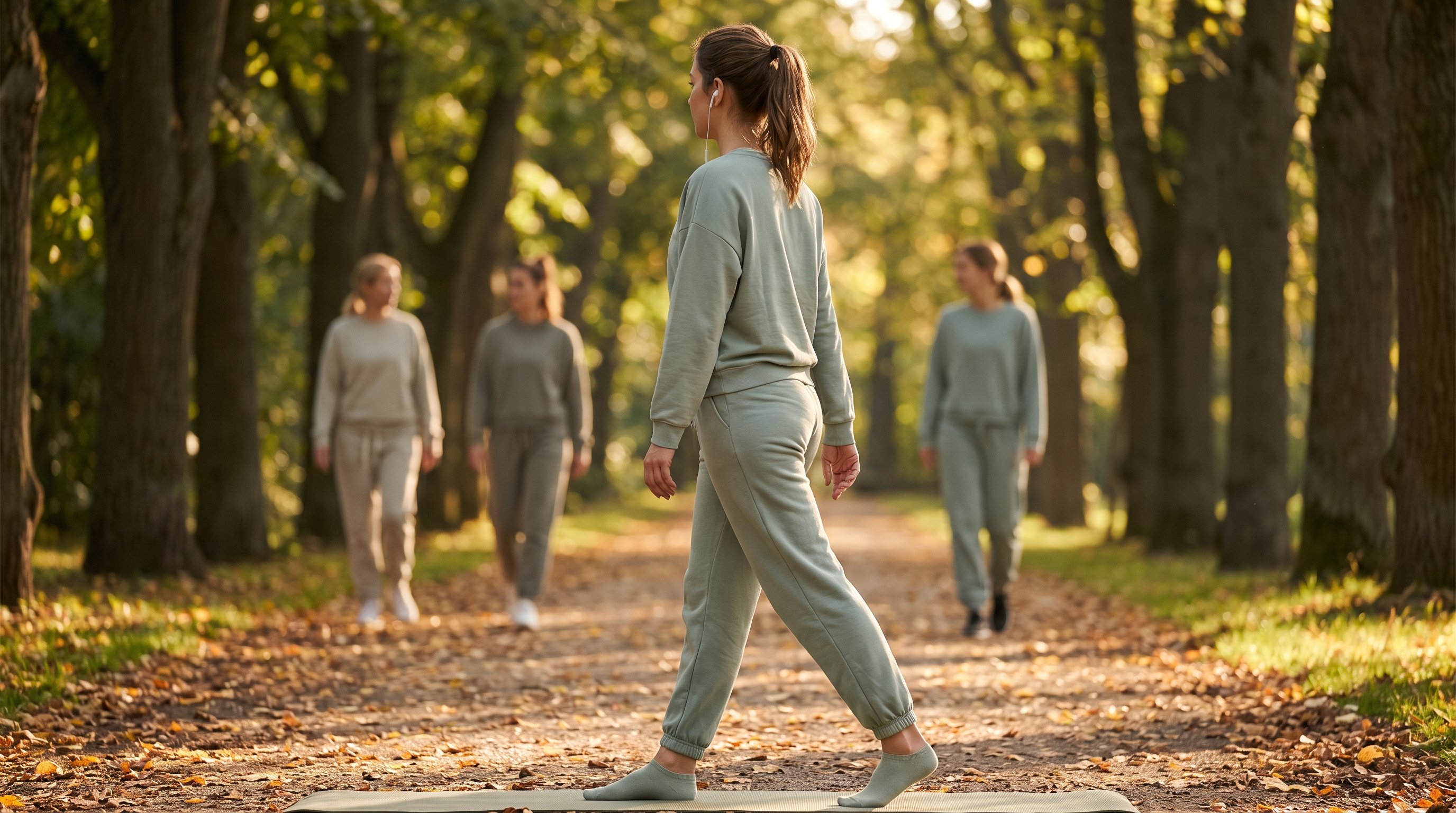 person walking outdoors morning