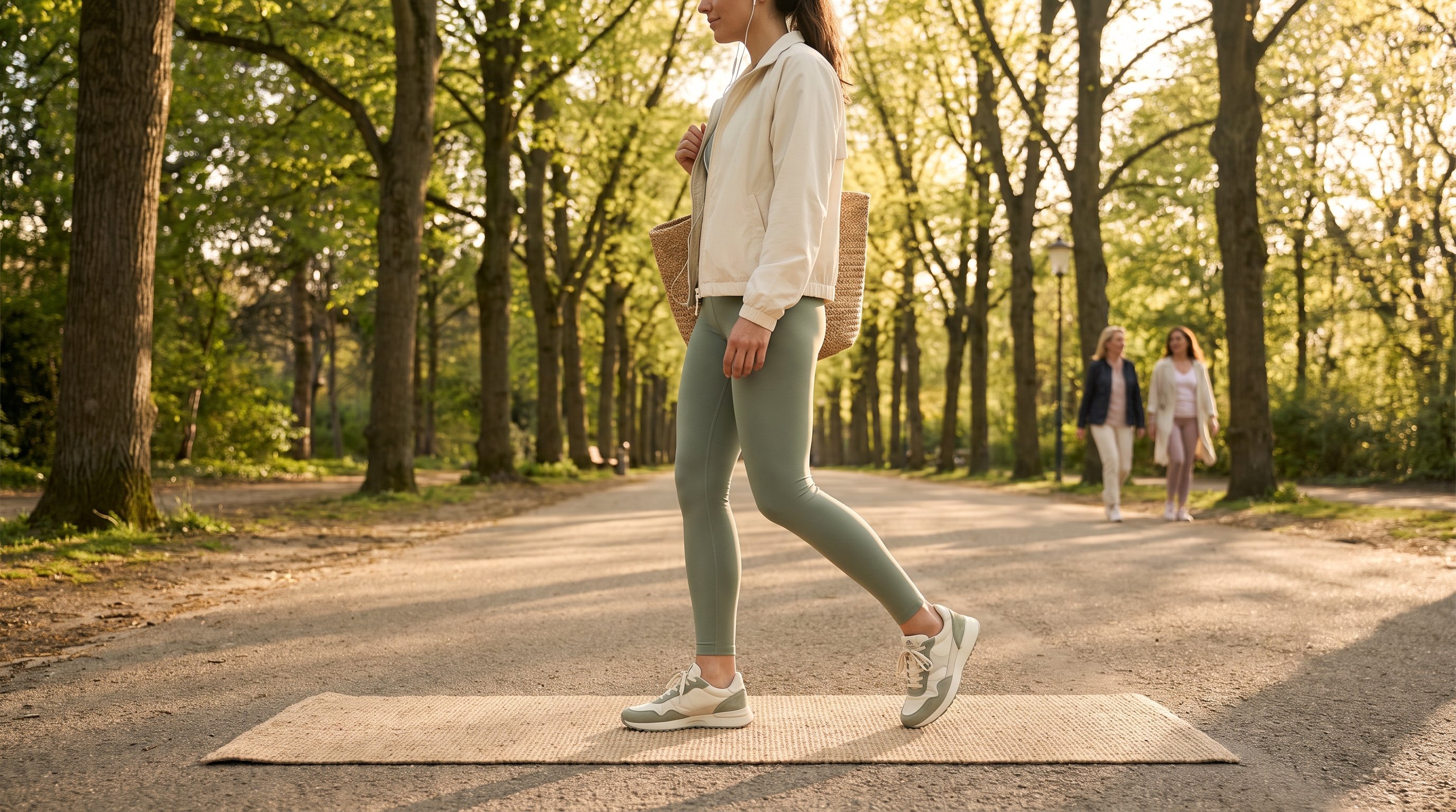 person tying shoelaces before walk