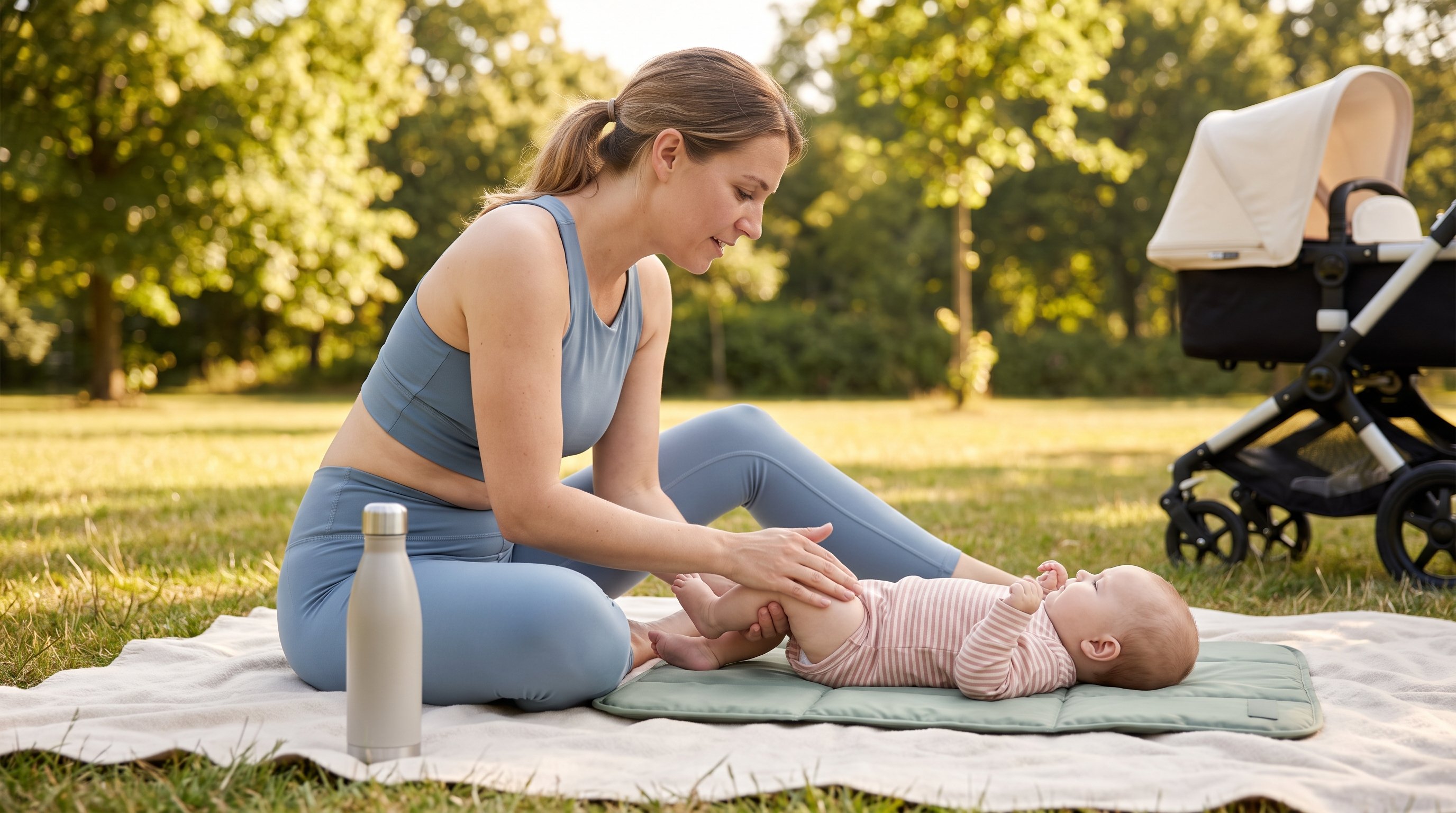 parent gently massaging baby's legs on a soft mat parent gently massaging baby's legs on a soft mat