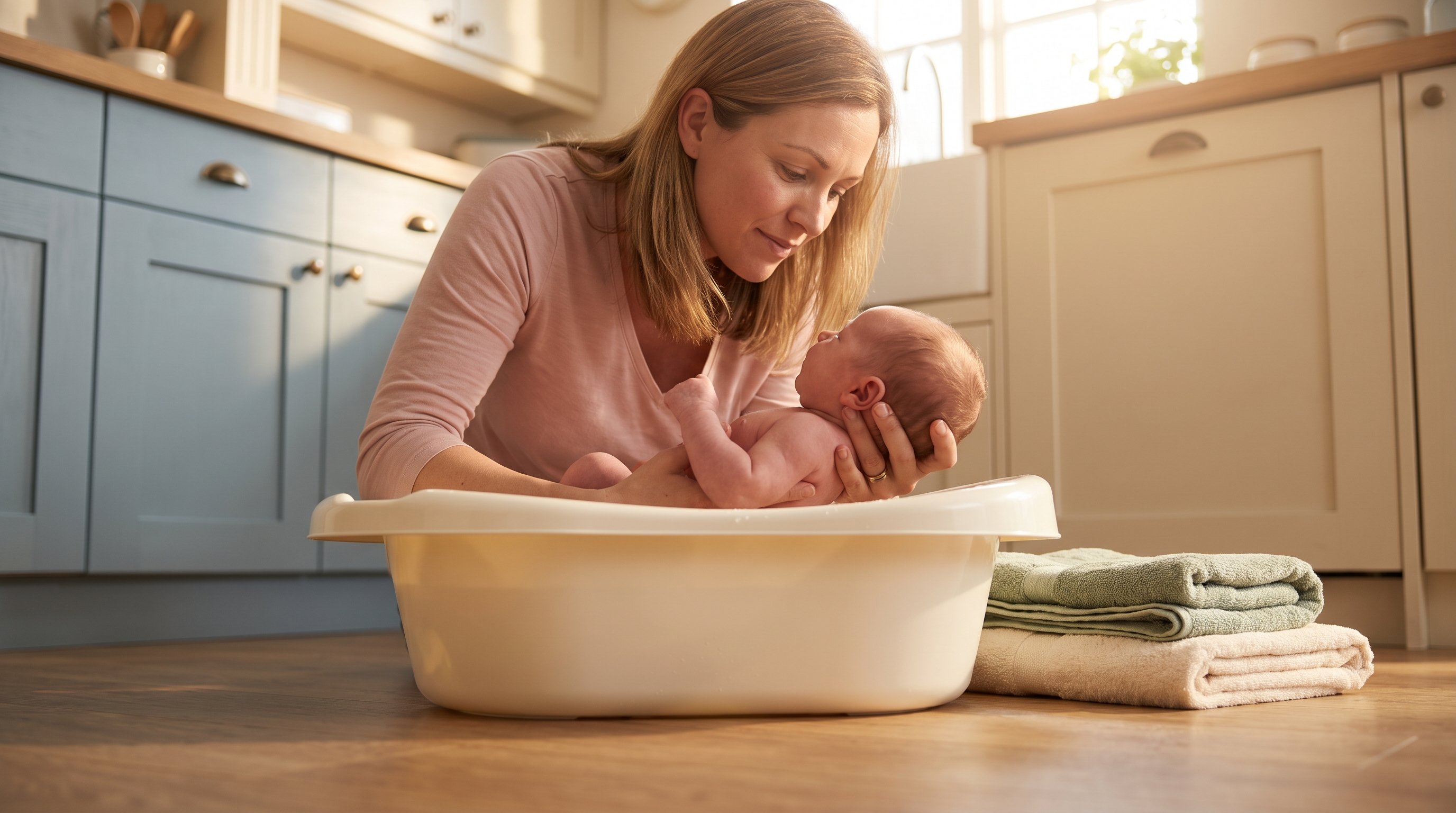 newborn baby being bathed in small tub newborn baby being bathed in small tub