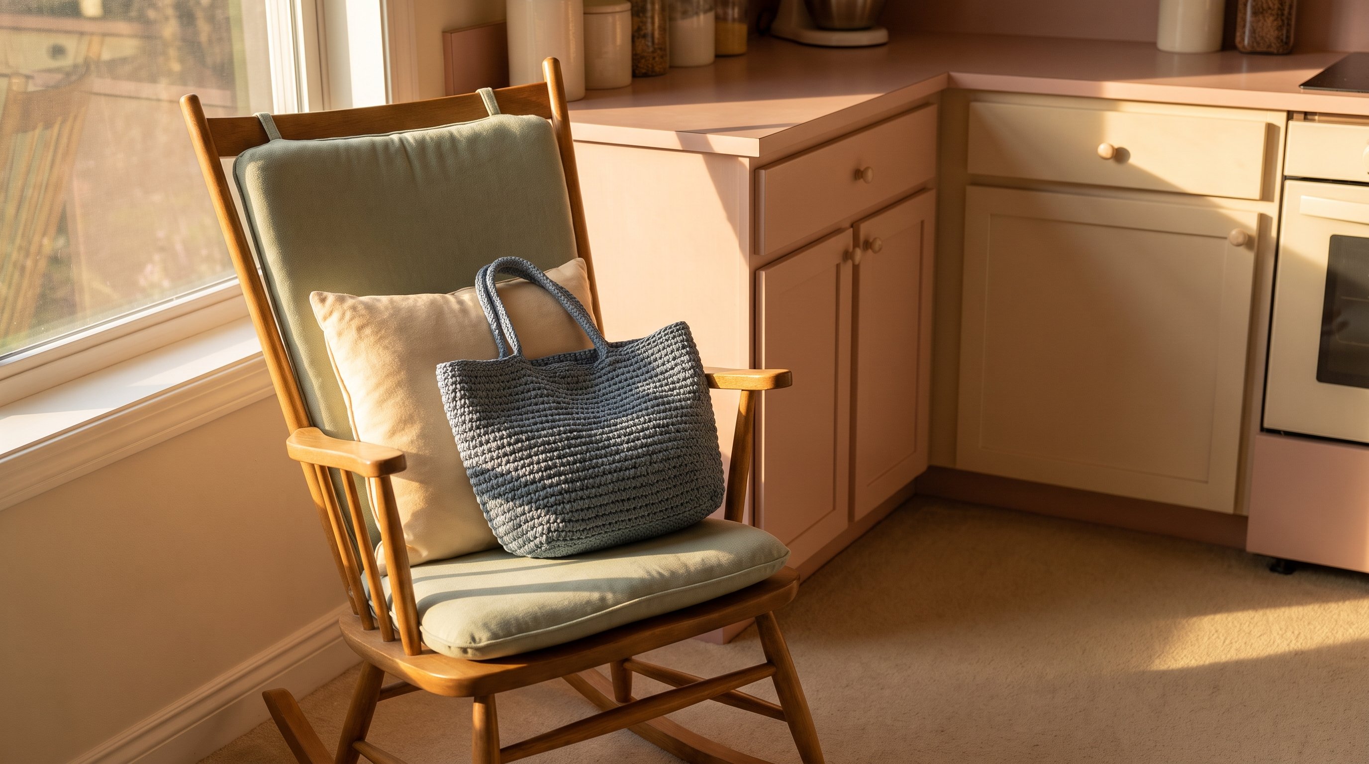 A mother in her early 30s holding her baby in a rocking chair